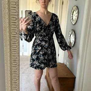 Long sleeve floral mini dress